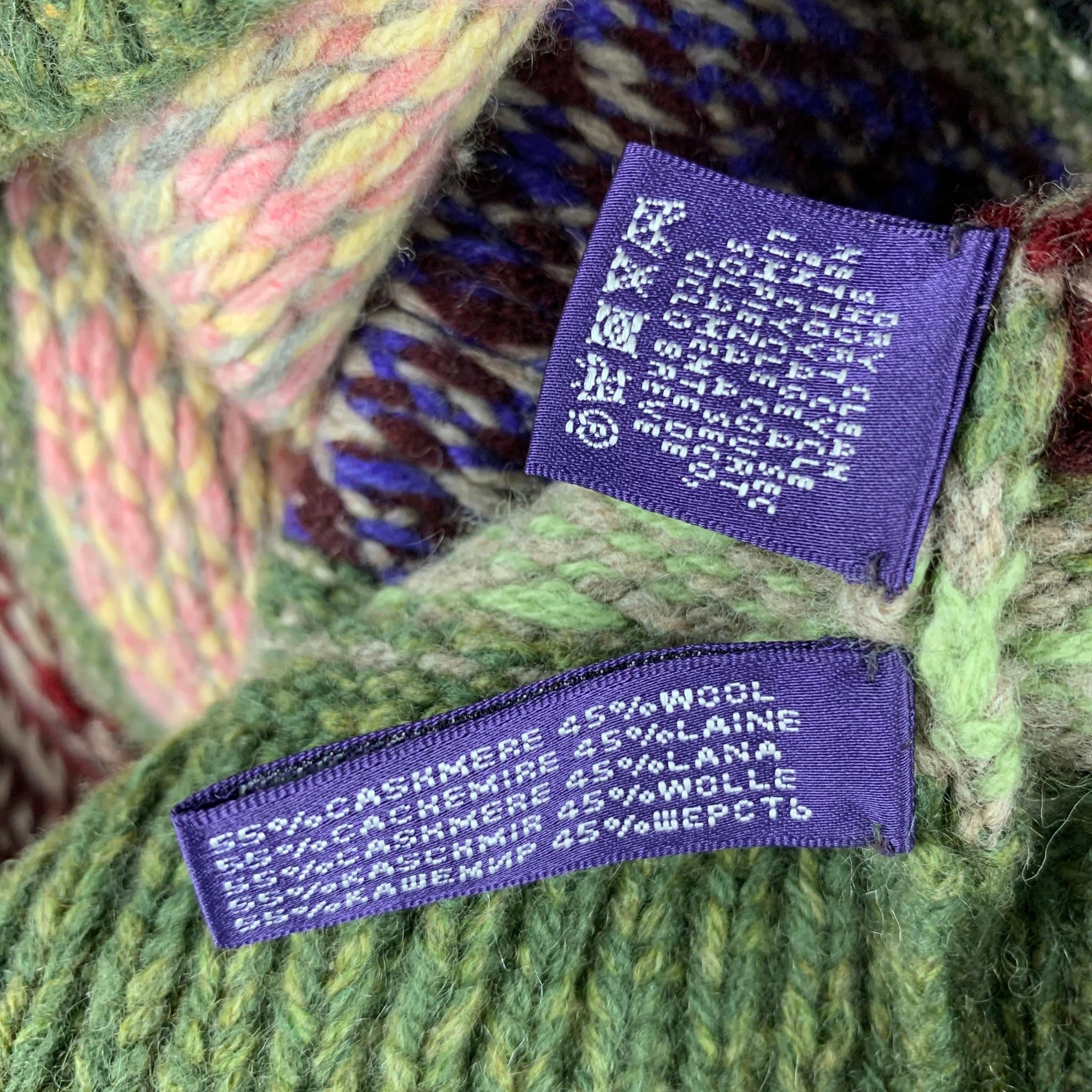 Brown RALPH LAUREN Collection Size M Multi-Color Hand Knit Cashmere / Wool Vest