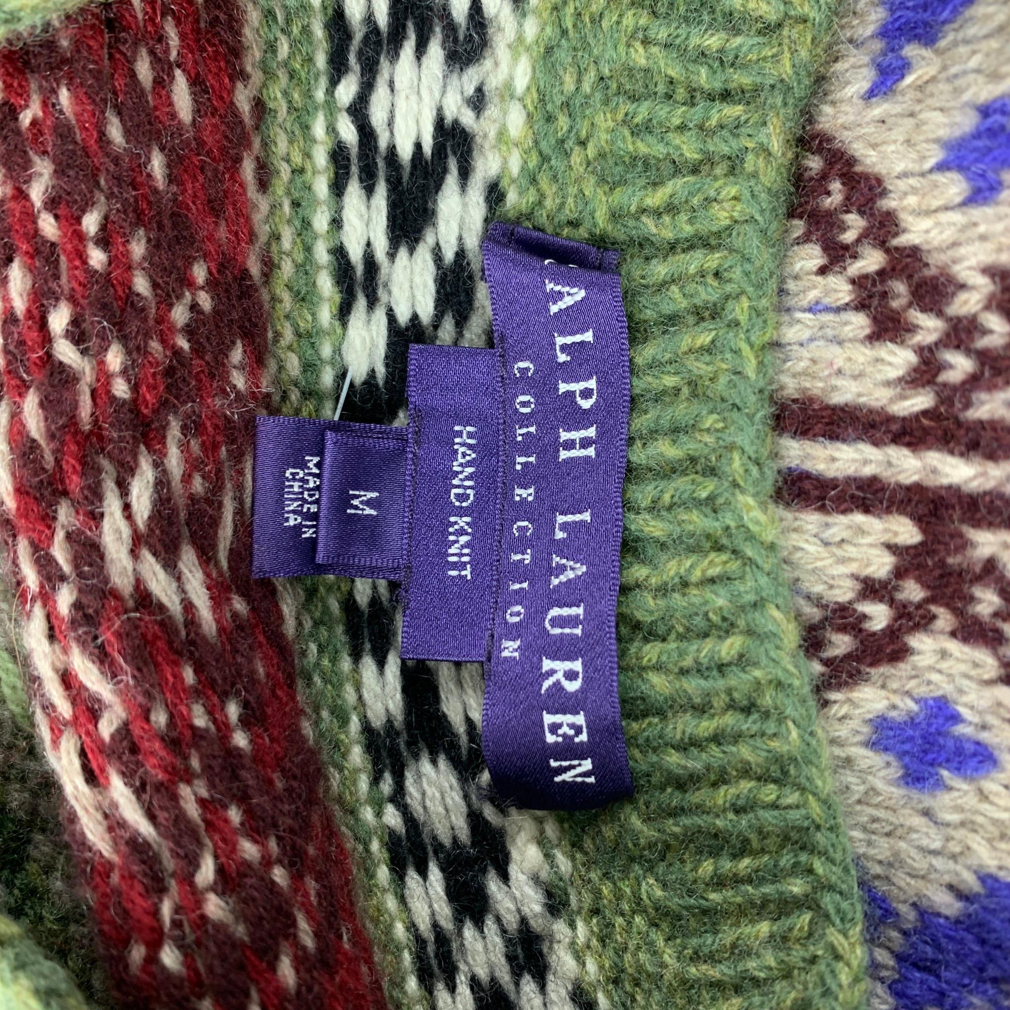 RALPH LAUREN Collection Size M Multi-Color Hand Knit Cashmere / Wool Vest In Good Condition In San Francisco, CA