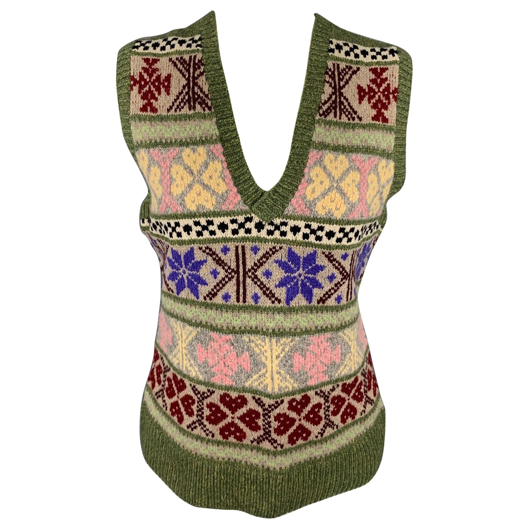 RALPH LAUREN Collection Size M Multi-Color Hand Knit Cashmere / Wool Vest
