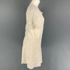 RALPH LAUREN Collection Size M White Cotton Crochet Short Dress