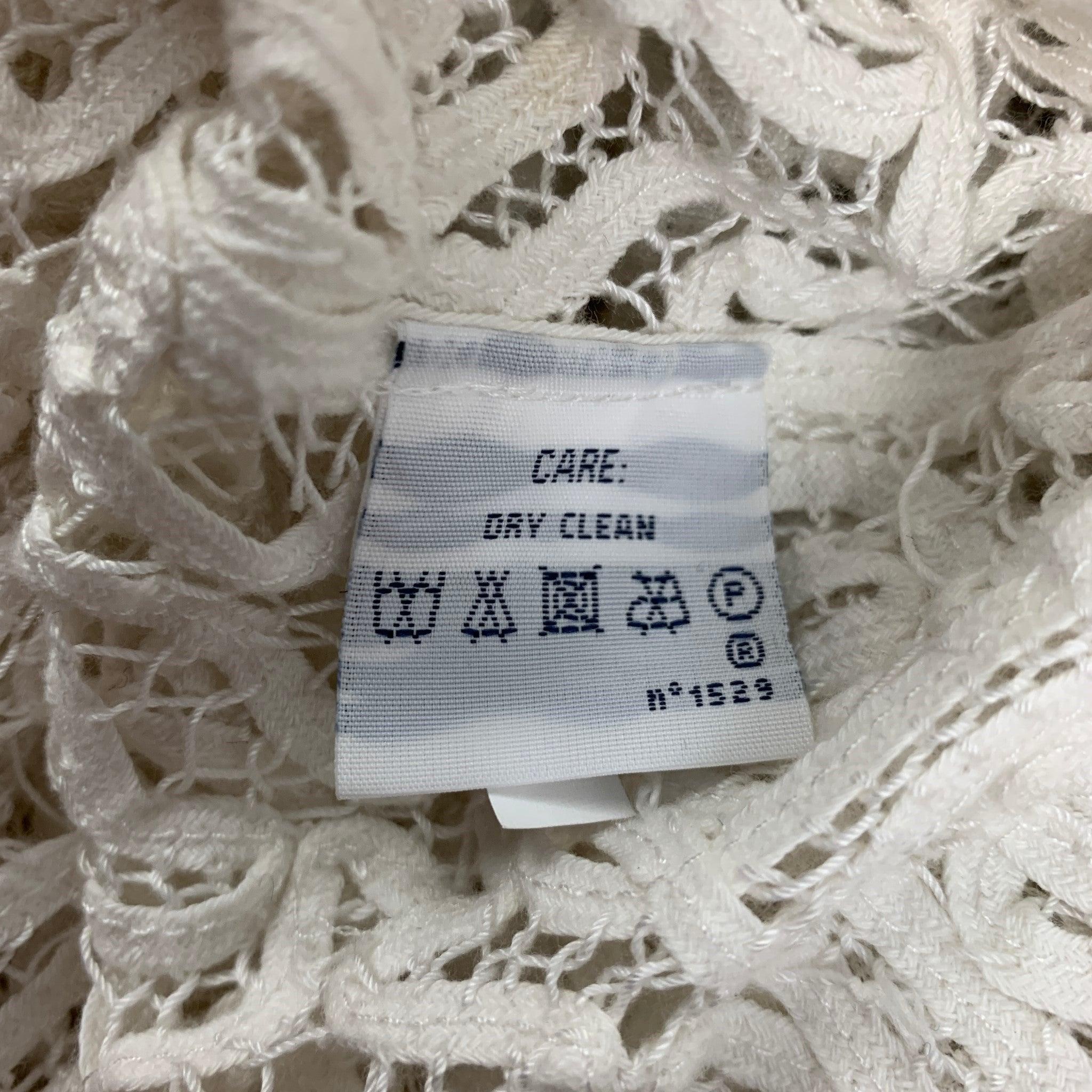Women's RALPH LAUREN Collection Size M White Cotton Crochet Short Dress For Sale