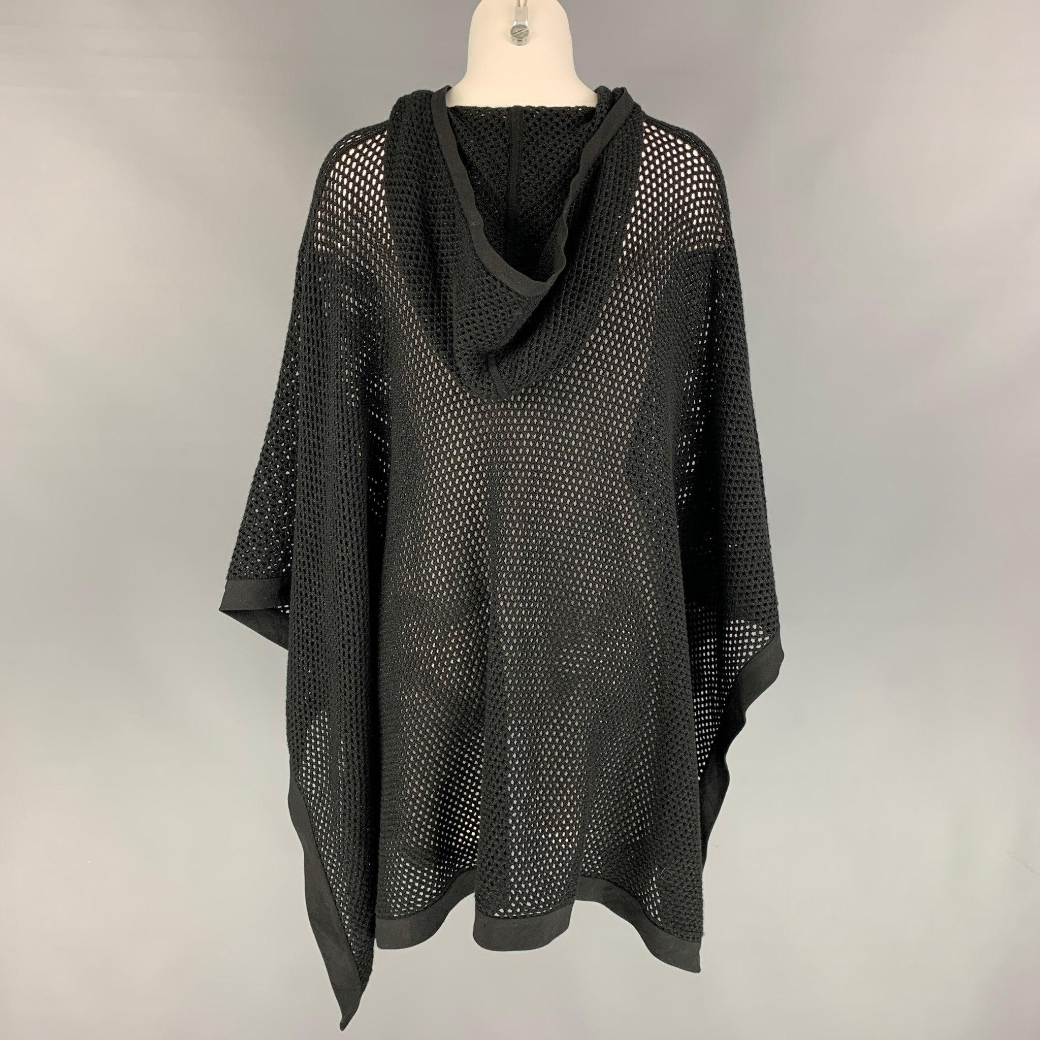 Women's RALPH LAUREN Collection Size S Black Knit See Through Hooded Cape For Sale