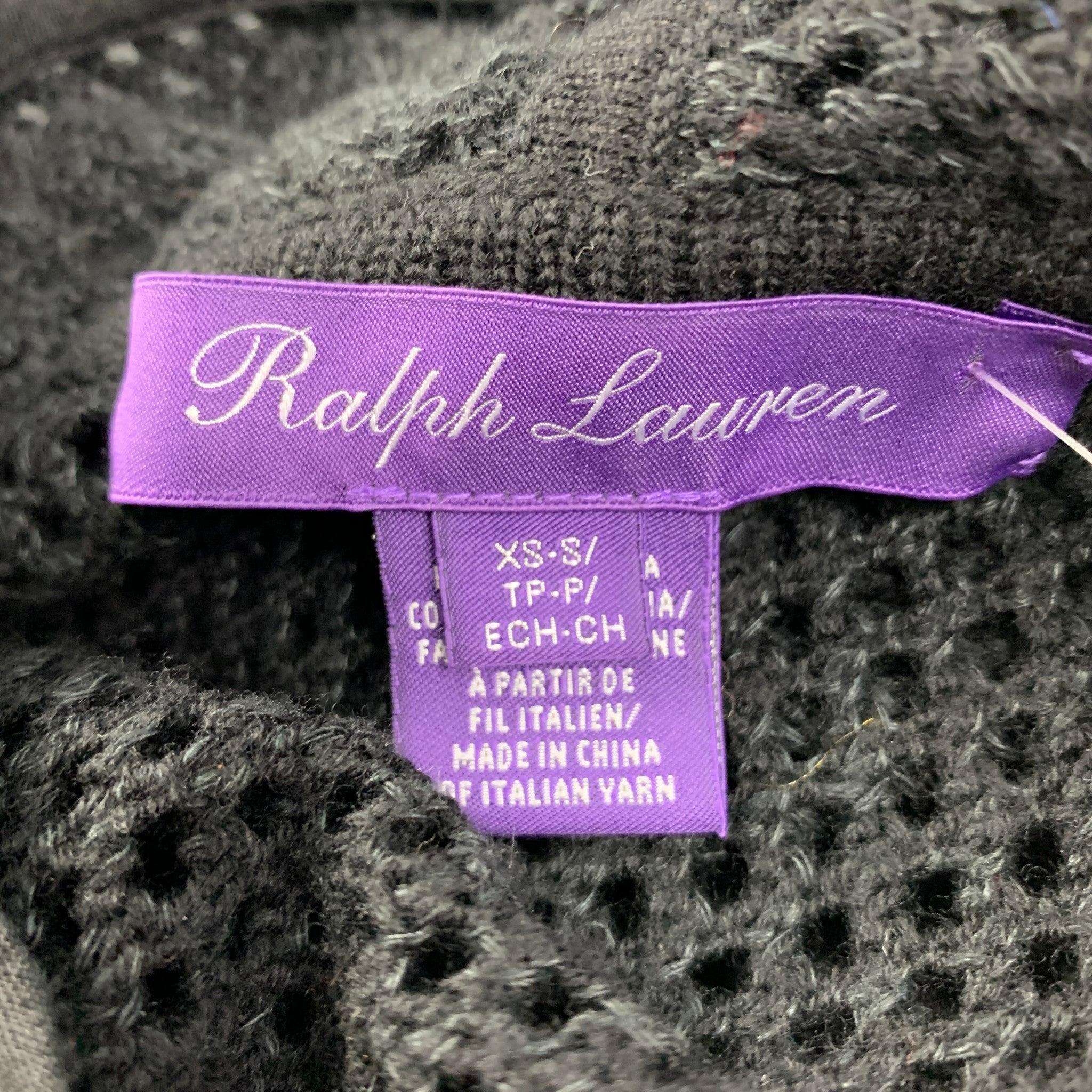 RALPH LAUREN Collection Size S Black Knit See Through Hooded Cape For Sale 1