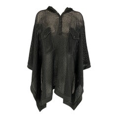 RALPH LAUREN Collection Size S Black Knit See Through Hooded Cape