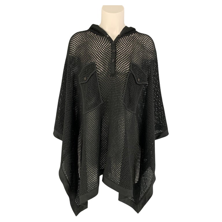 RALPH LAUREN Collection Size S Black Knit See Through Hooded Cape For Sale  at 1stDibs