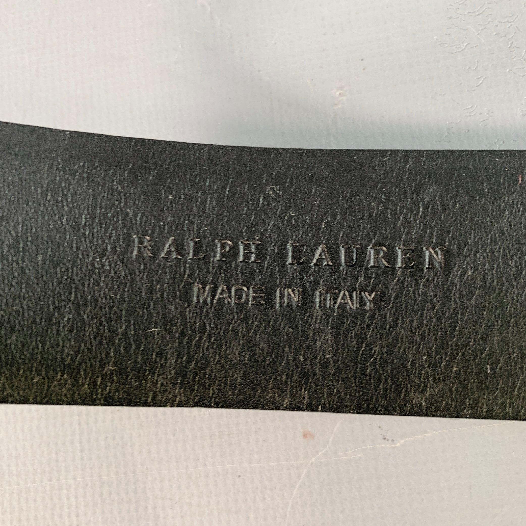 RALPH LAUREN COLLECTION Größe S Schwarzes Lackleder Gürtel mit Schnalle 1