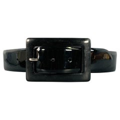 RALPH LAUREN COLLECTION Size S Black Patent Leather Covered Buckle Belt