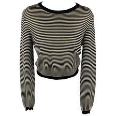 RALPH LAUREN COLLECTION Size S Black & White Knitted Stripe Rayon Blend Pullover