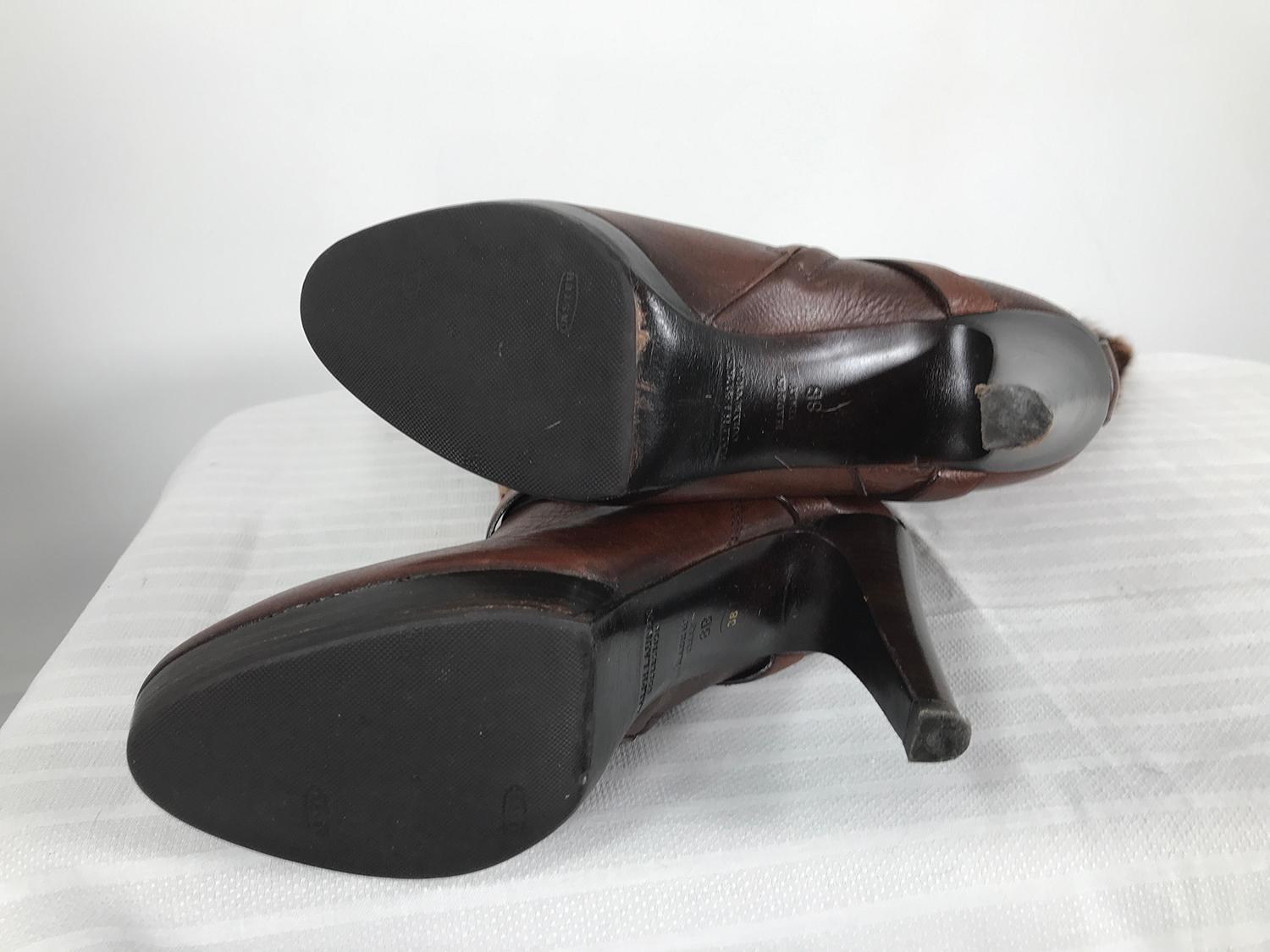 Ralph Lauren Collection Spotted Fur & Leather High Heel Platform Boots 8B 3