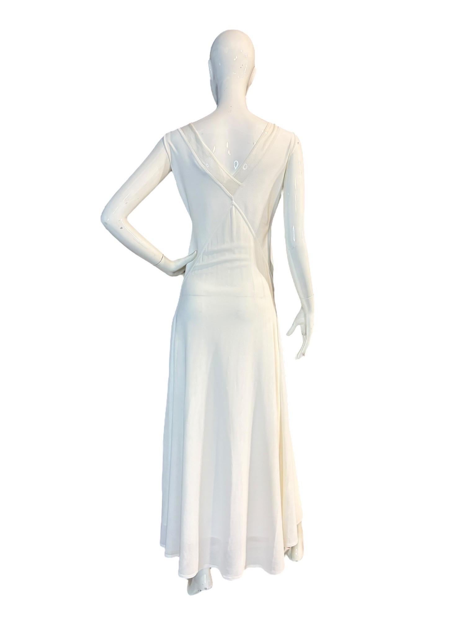 Collection Ralph Lauren (taly) Robe à empiècements en maille, coupe biaise, ivoire - Années 2000 / Mariage en vente 5