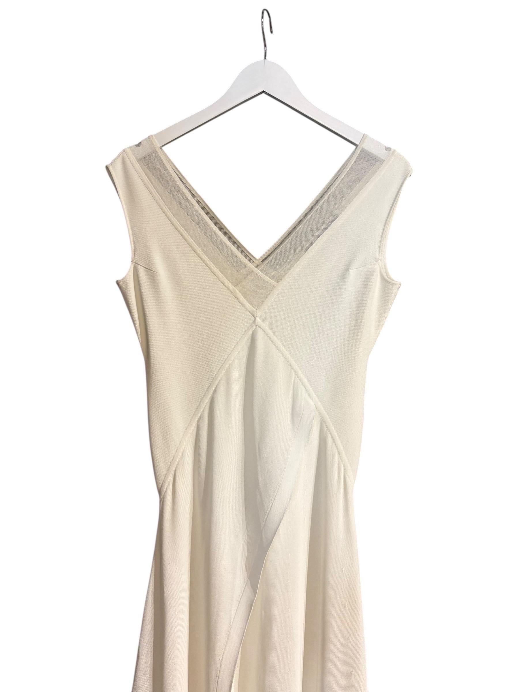 Collection Ralph Lauren (taly) Robe à empiècements en maille, coupe biaise, ivoire - Années 2000 / Mariage en vente 6