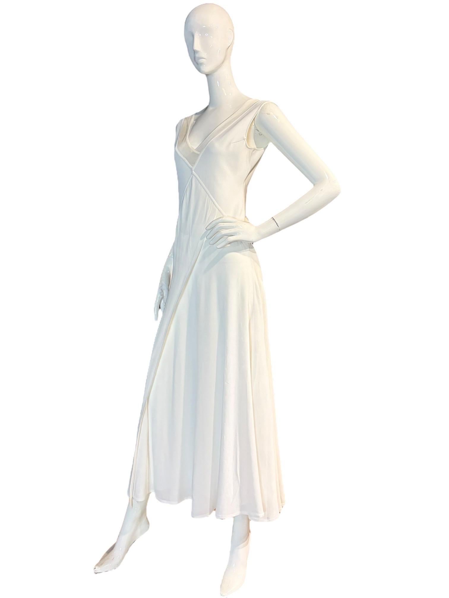 Collection Ralph Lauren (taly) Robe à empiècements en maille, coupe biaise, ivoire - Années 2000 / Mariage en vente 7