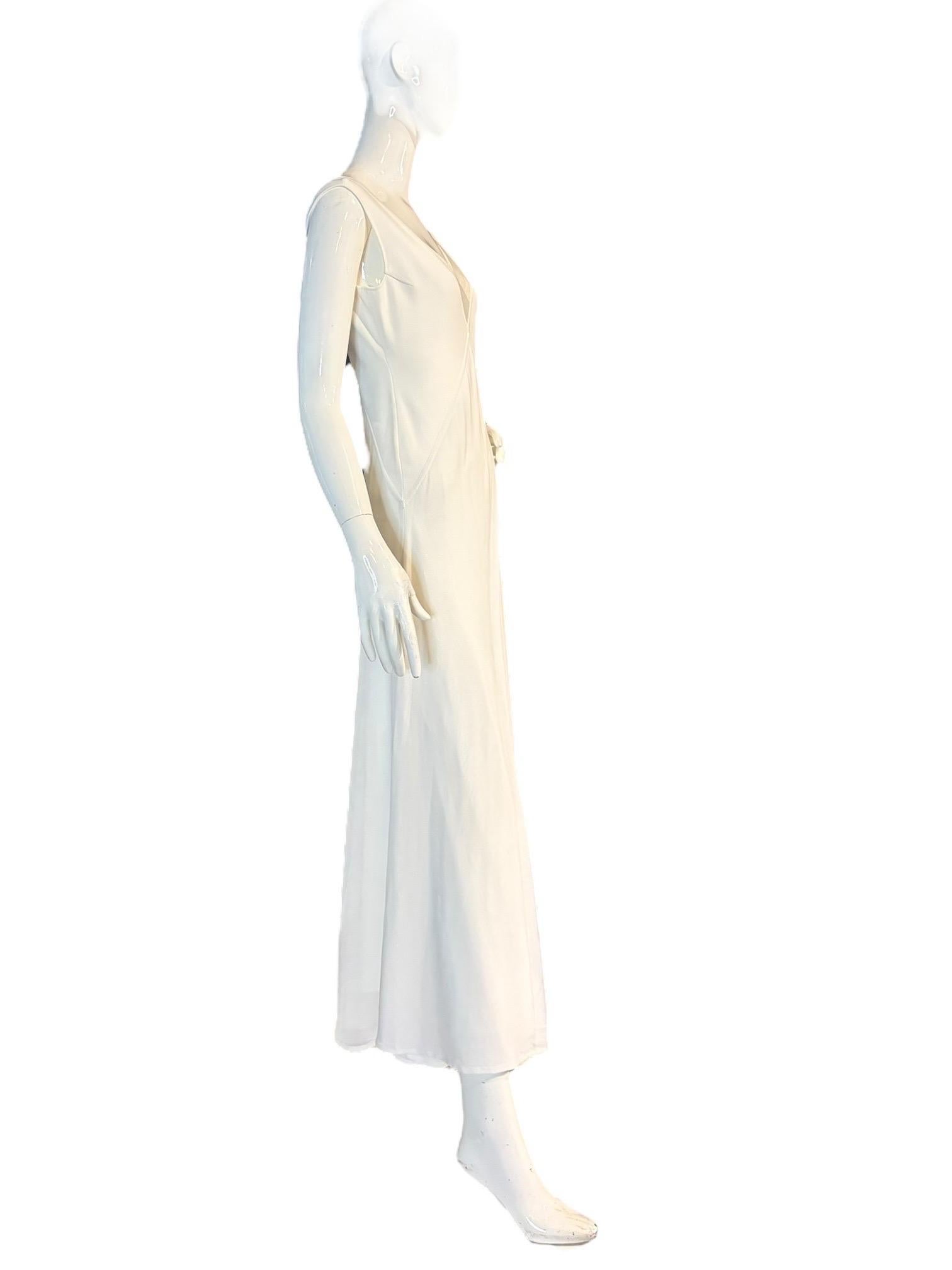 Collection Ralph Lauren (taly) Robe à empiècements en maille, coupe biaise, ivoire - Années 2000 / Mariage en vente 10
