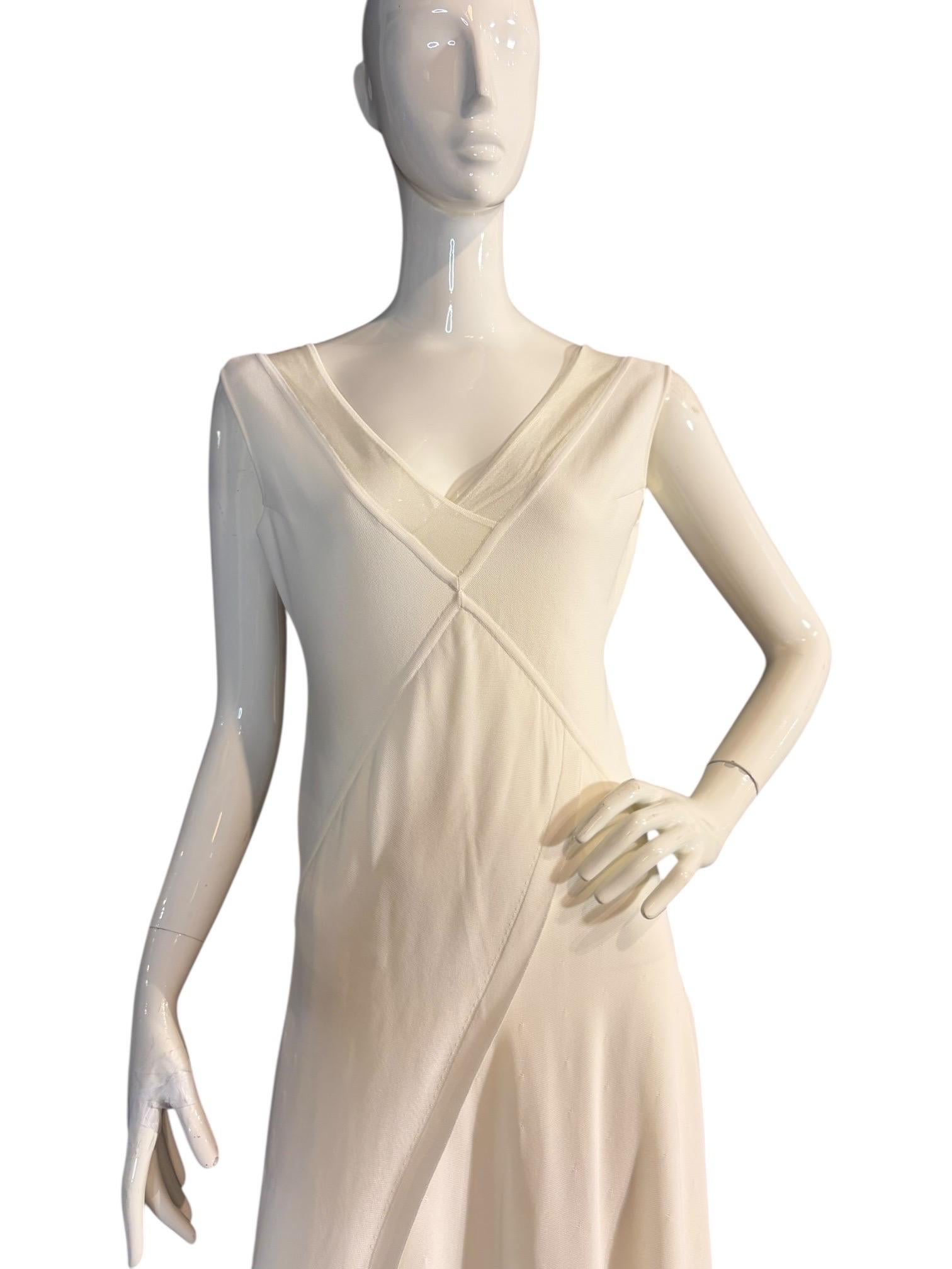 Collection Ralph Lauren (taly) Robe à empiècements en maille, coupe biaise, ivoire - Années 2000 / Mariage Neuf - En vente à Kingston, NY