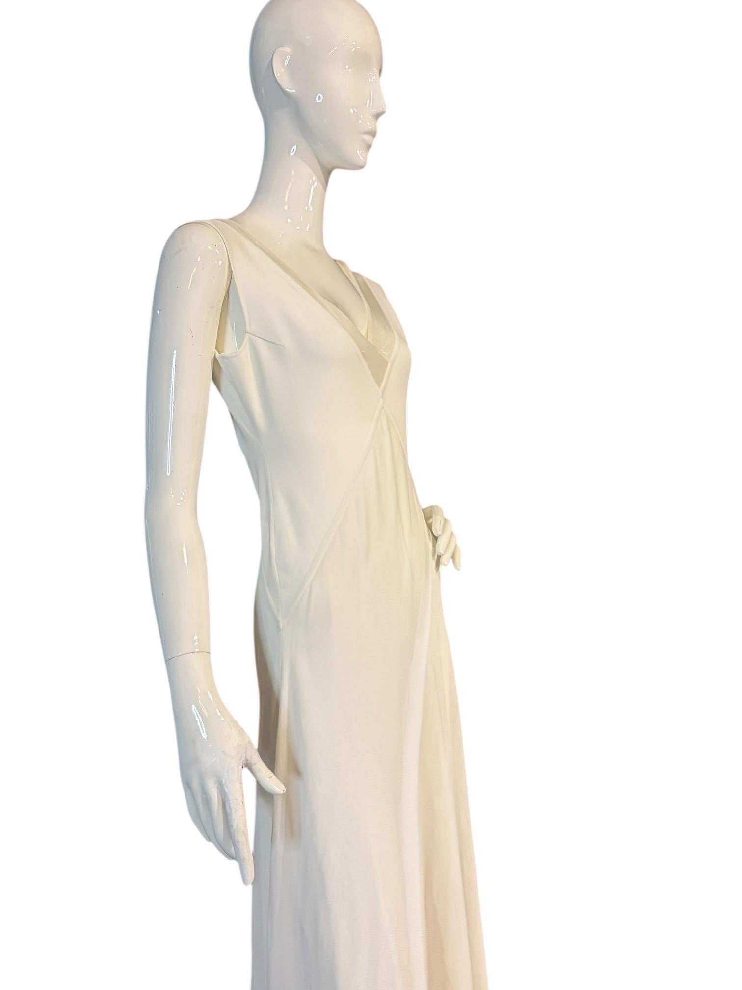 Collection Ralph Lauren (taly) Robe à empiècements en maille, coupe biaise, ivoire - Années 2000 / Mariage en vente 1
