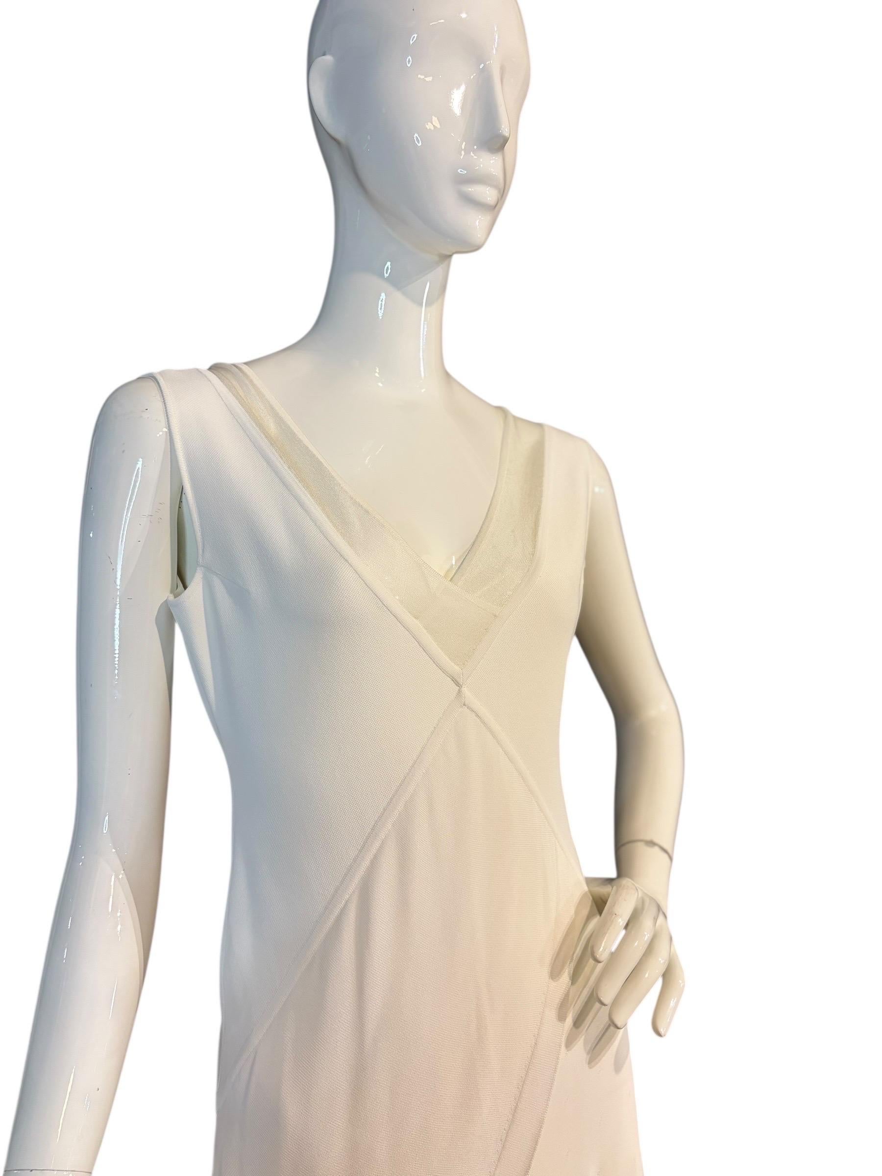 Collection Ralph Lauren (taly) Robe à empiècements en maille, coupe biaise, ivoire - Années 2000 / Mariage en vente 2