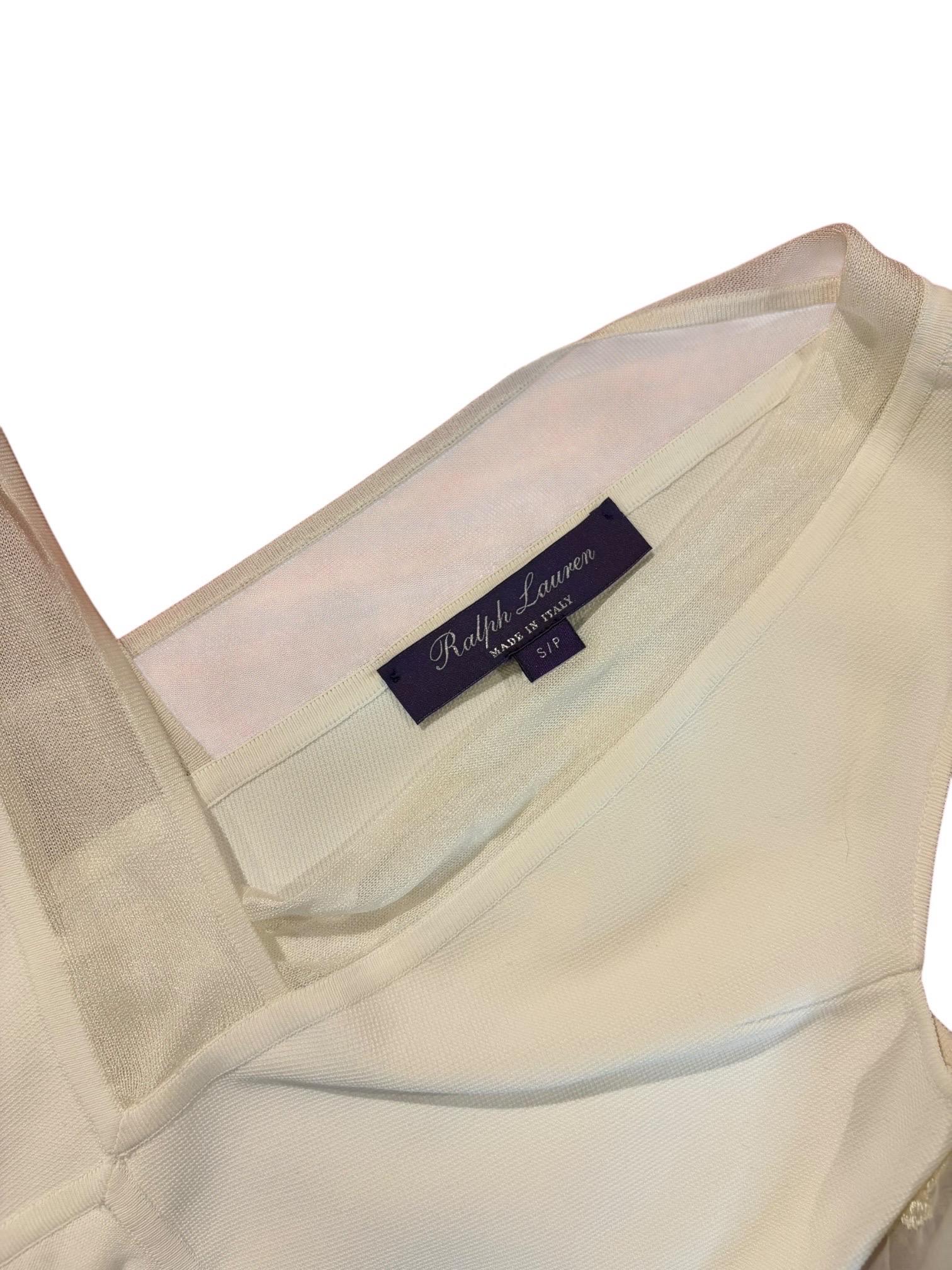 Collection Ralph Lauren (taly) Robe à empiècements en maille, coupe biaise, ivoire - Années 2000 / Mariage en vente 3