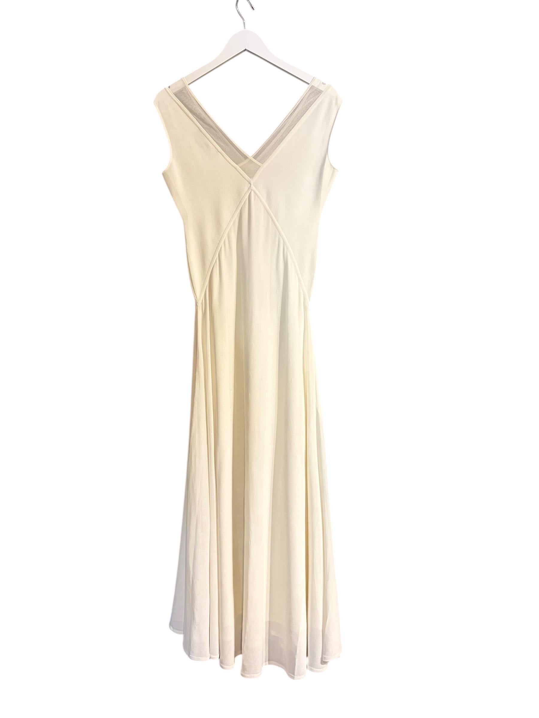 Collection Ralph Lauren (taly) Robe à empiècements en maille, coupe biaise, ivoire - Années 2000 / Mariage en vente 4