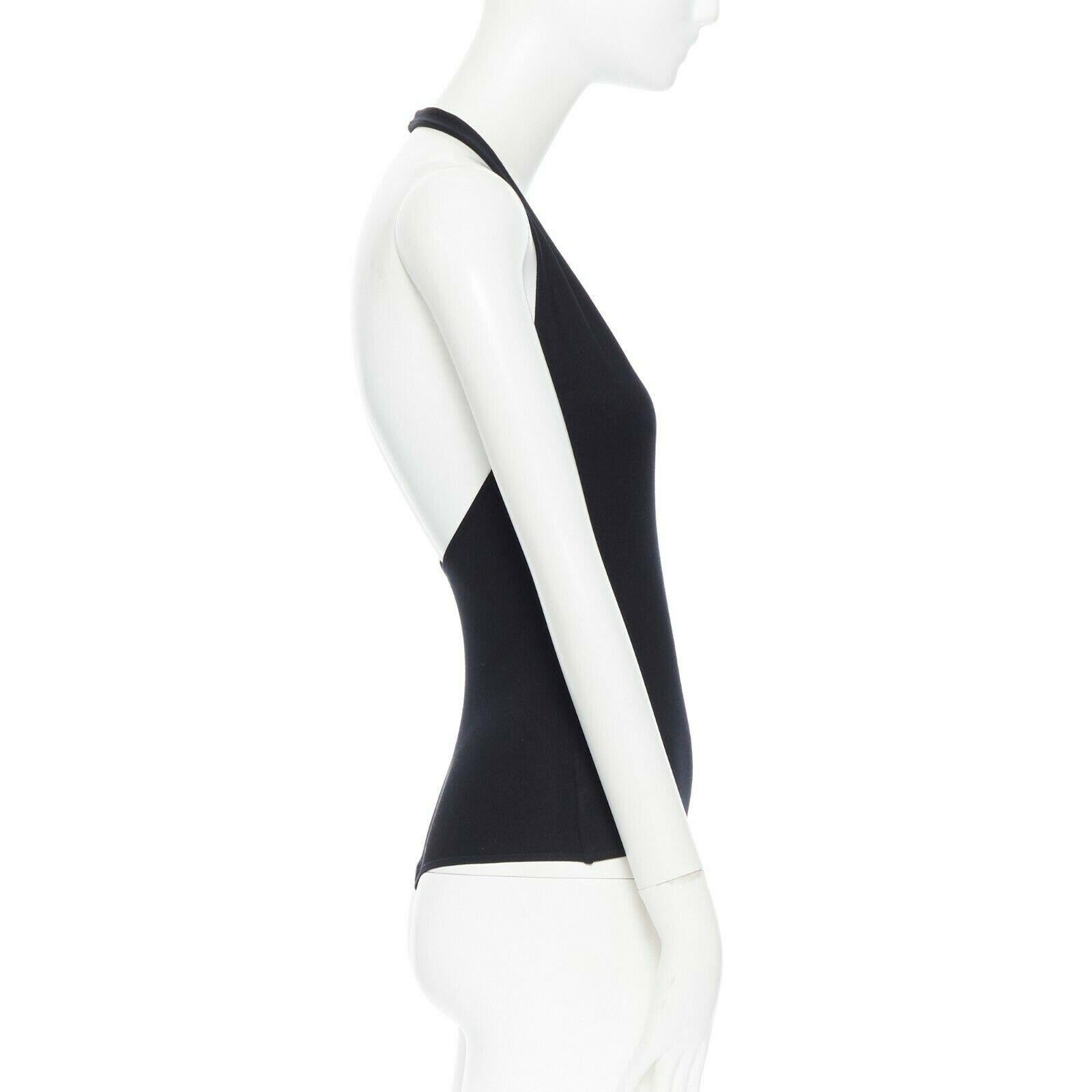 RALPH LAUREN COLLECTION v-neckline halter straps stretchable bodysuit S In Good Condition In Hong Kong, NT