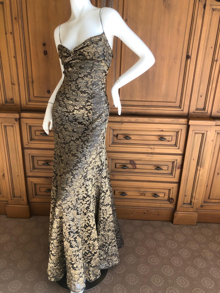 Ralph Lauren Collection Vintage Gold Thread Lace Evening Dress For Sale ...