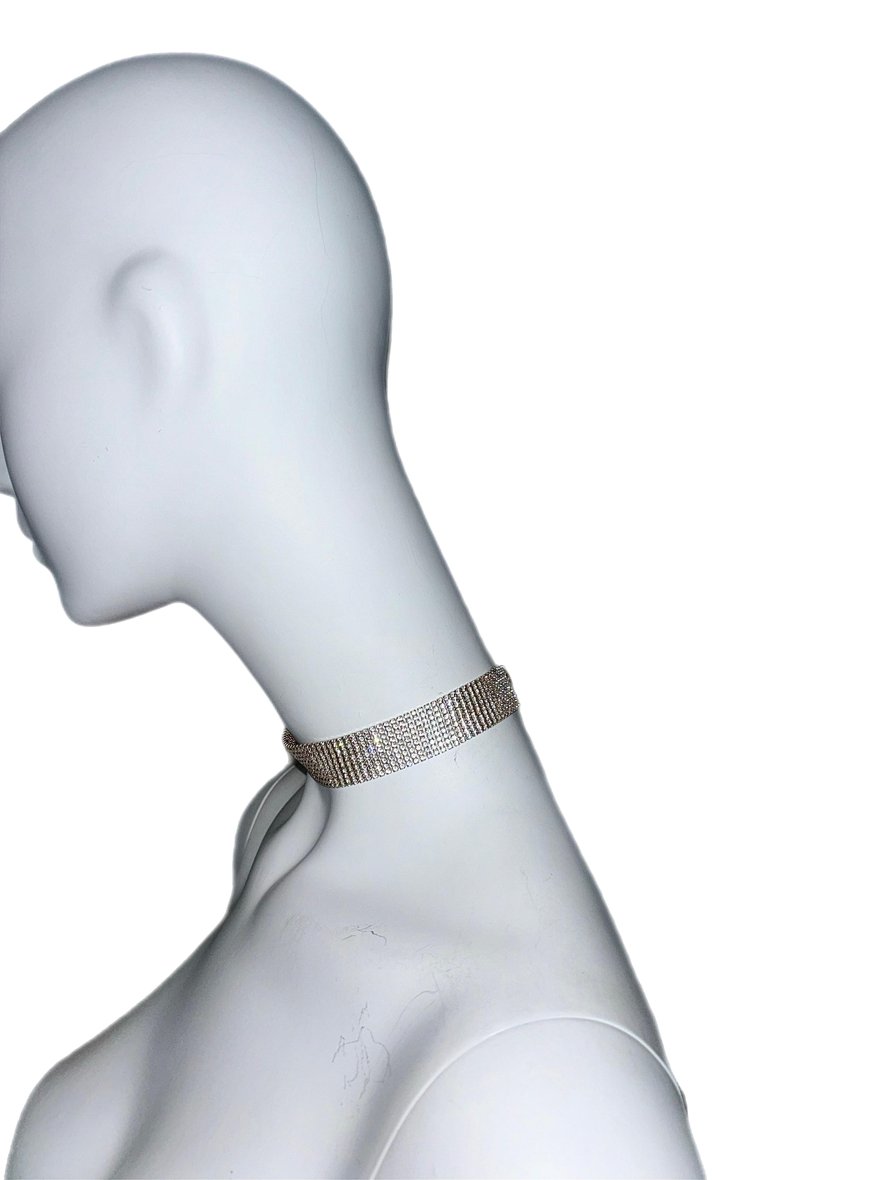 RALPH LAUREN COLLECTION vintage Swarovski crystal silver choker necklace In Excellent Condition For Sale In Leonardo, NJ