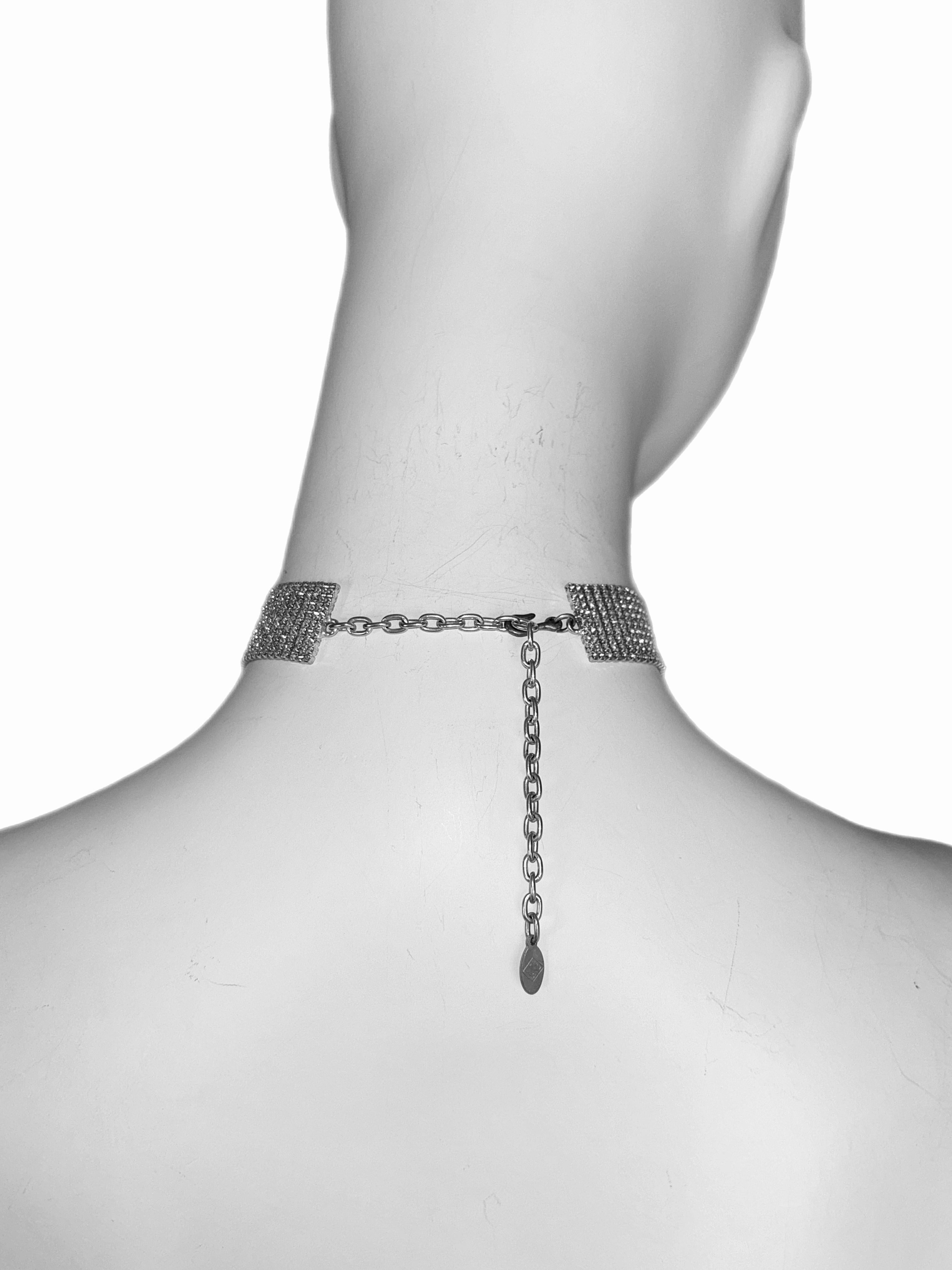 RALPH LAUREN COLLECTION vintage Swarovski crystal silver choker necklace For Sale 1