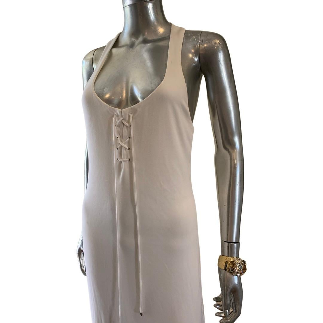 Ralph Lauren Collection White Matte Jersey Long Dress With Racer Back Size 8 For Sale 3