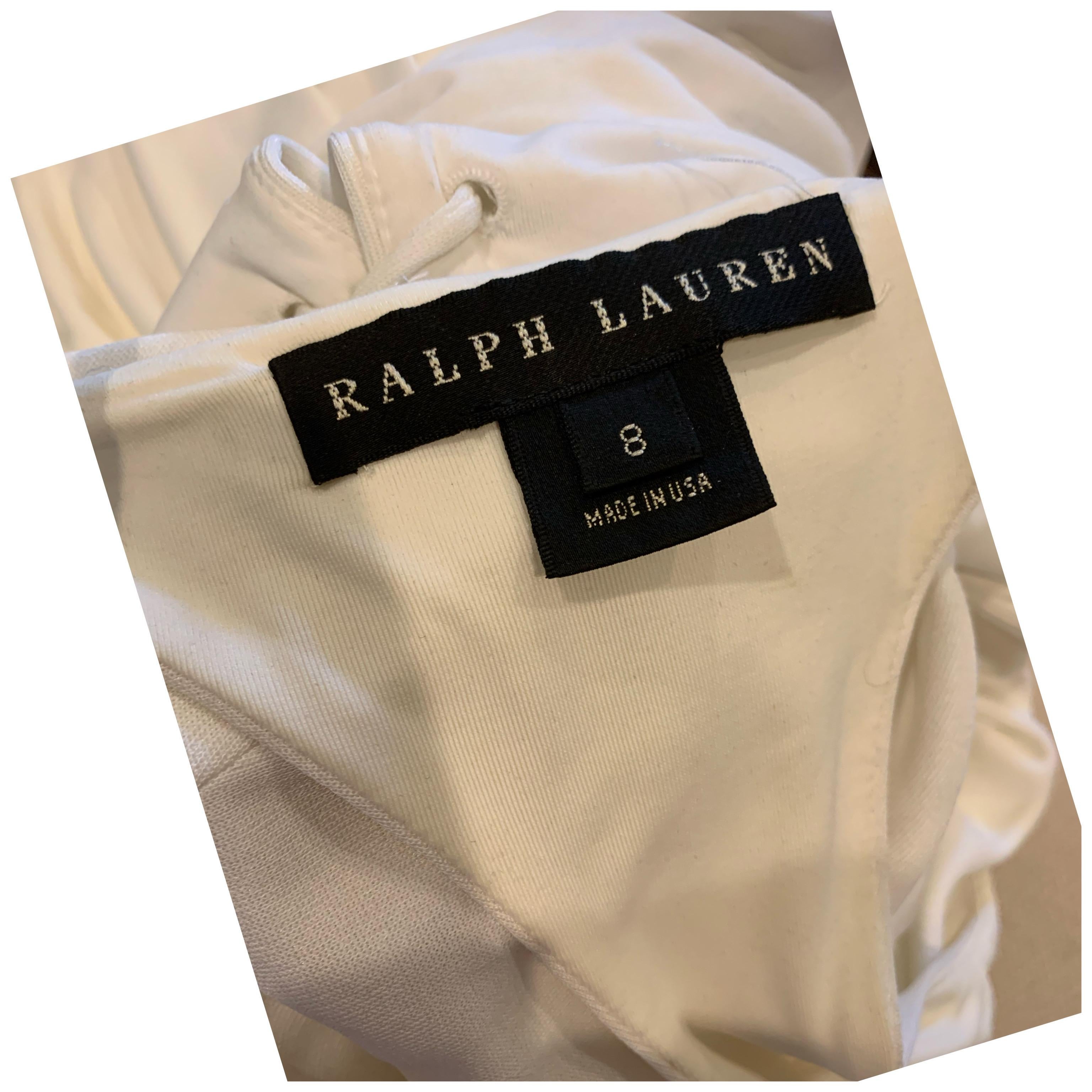 Ralph Lauren Collection White Matte Jersey Long Dress With Racer Back Size 8 For Sale 6