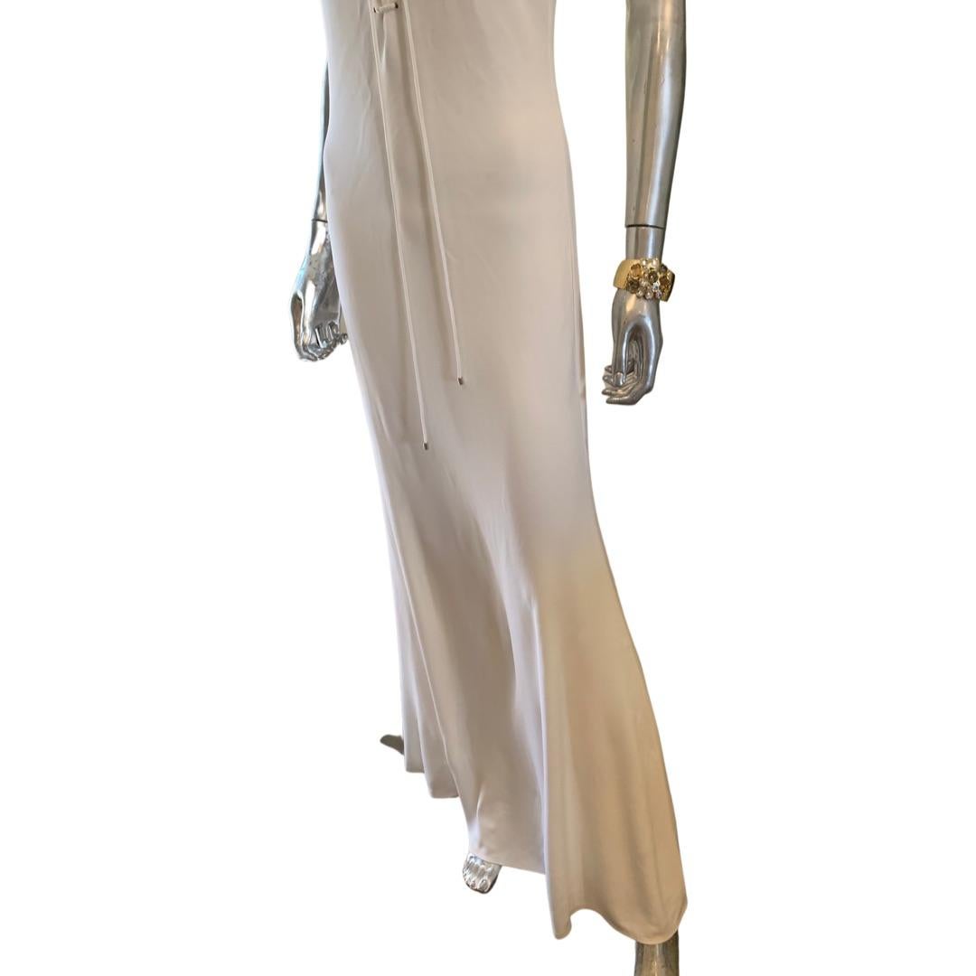 Ralph Lauren Collection White Matte Jersey Long Dress With Racer Back Size 8 For Sale 1