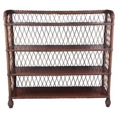 Retro Ralph Lauren Conservatory Garden Mahogany & Wicker Etagere Bookcase Wall Shelf