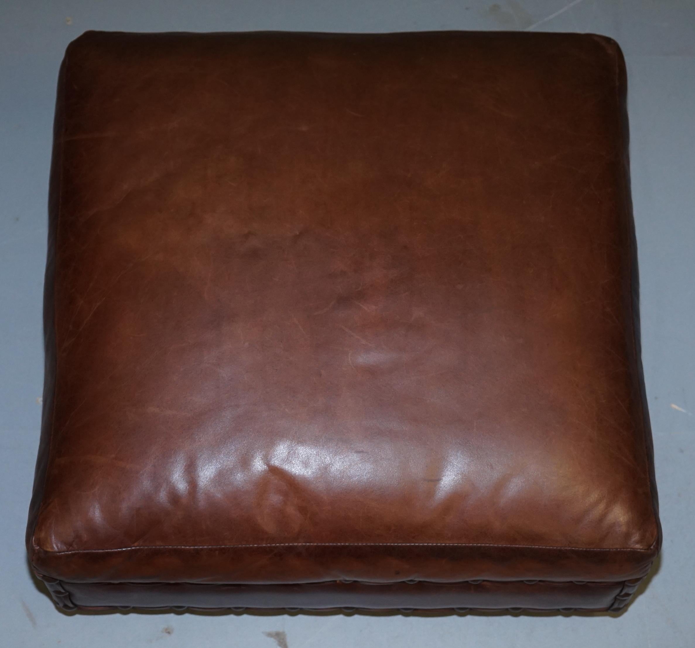Ralph Lauren Contemporary Brown Leather Buffalo Leather Armchair & Ottoman 12