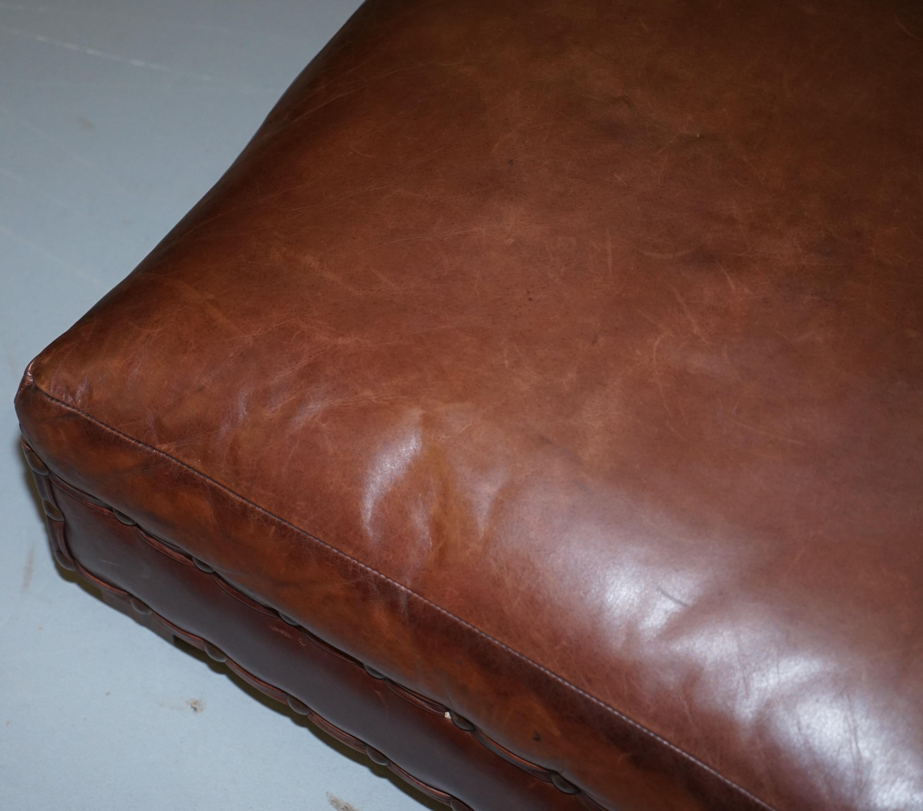 Ralph Lauren Contemporary Brown Leather Buffalo Leather Armchair & Ottoman 13