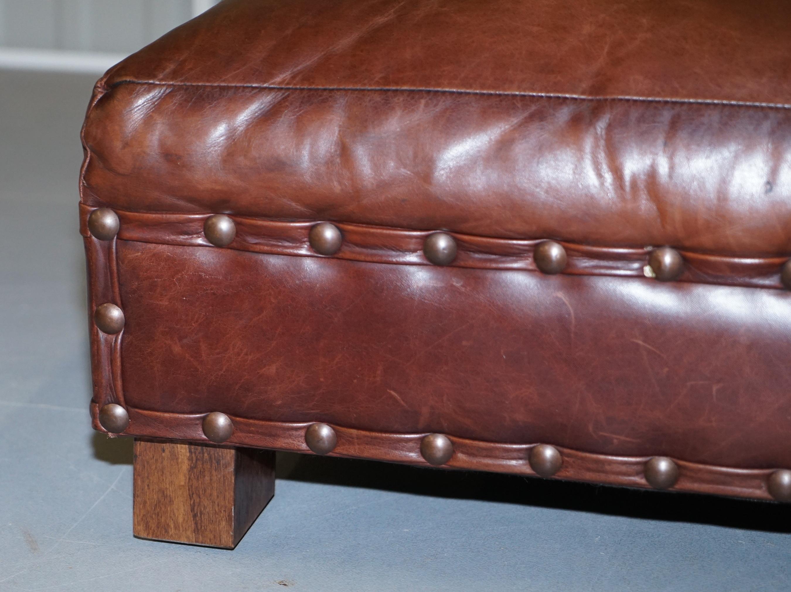 Ralph Lauren Contemporary Brown Leather Buffalo Leather Armchair & Ottoman 14