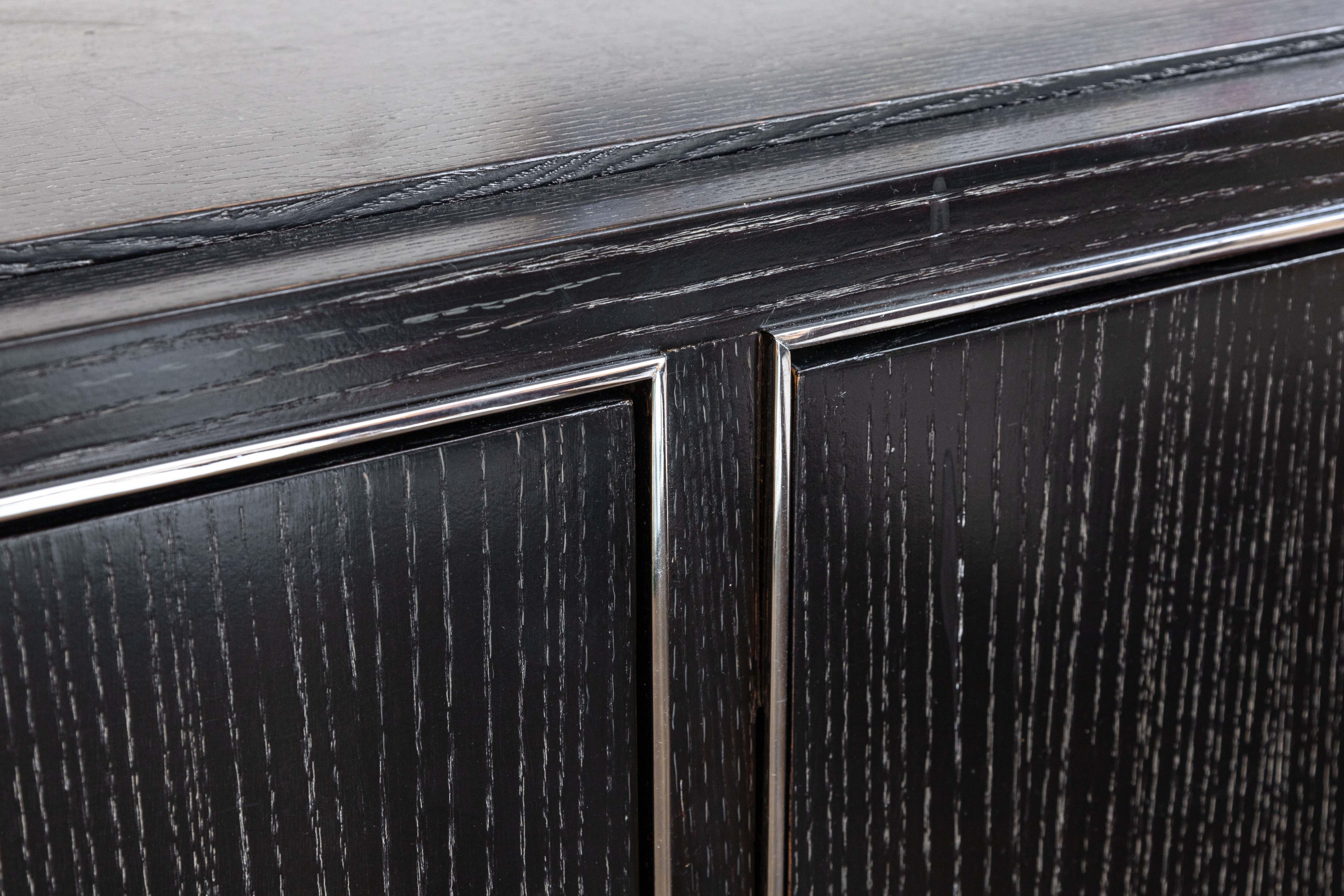 American Ralph Lauren Contemporary Modern Ebonized Black Oak Buffet Sideboard Cabinet For Sale