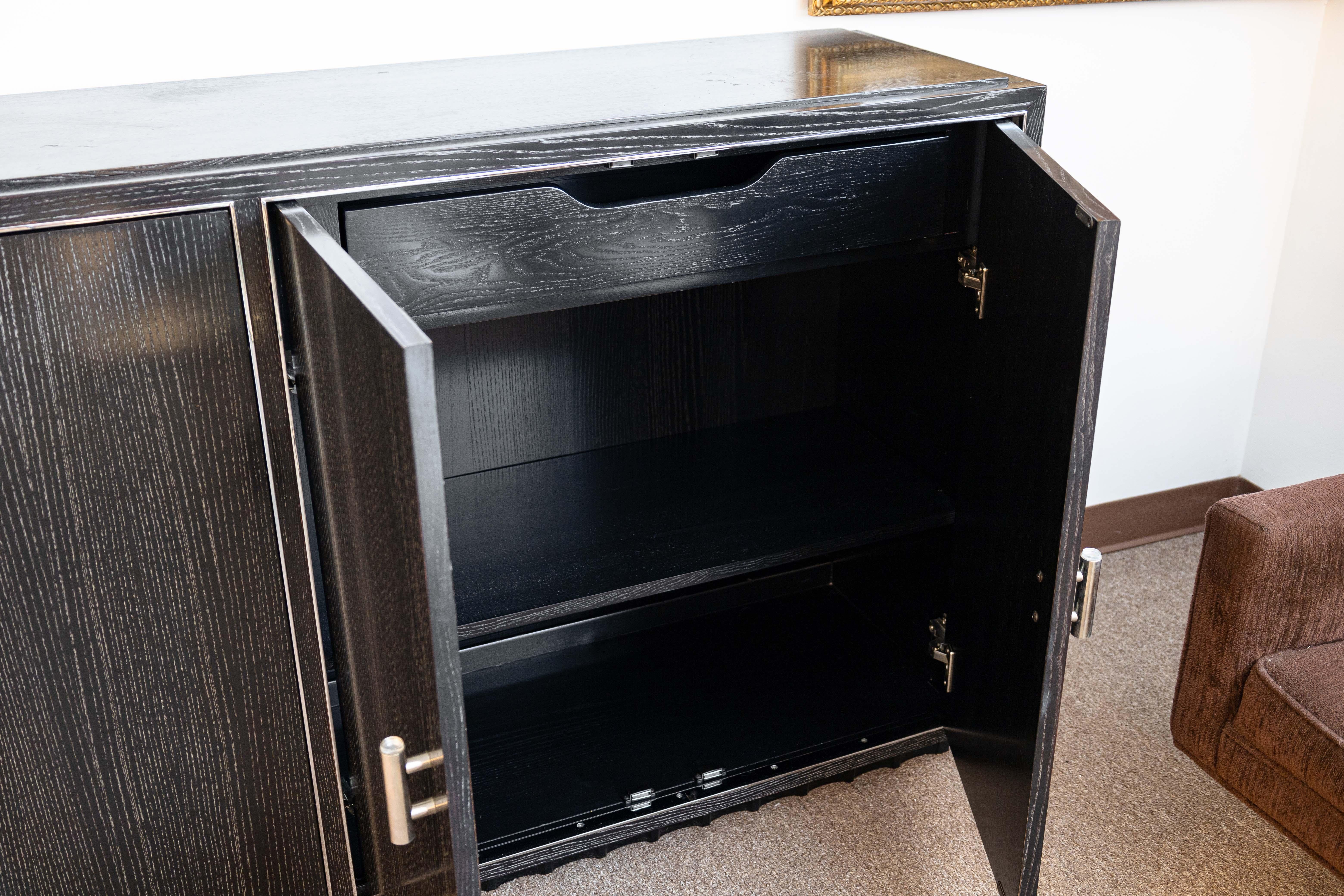 20th Century Ralph Lauren Contemporary Modern Ebonized Black Oak Buffet Sideboard Cabinet For Sale