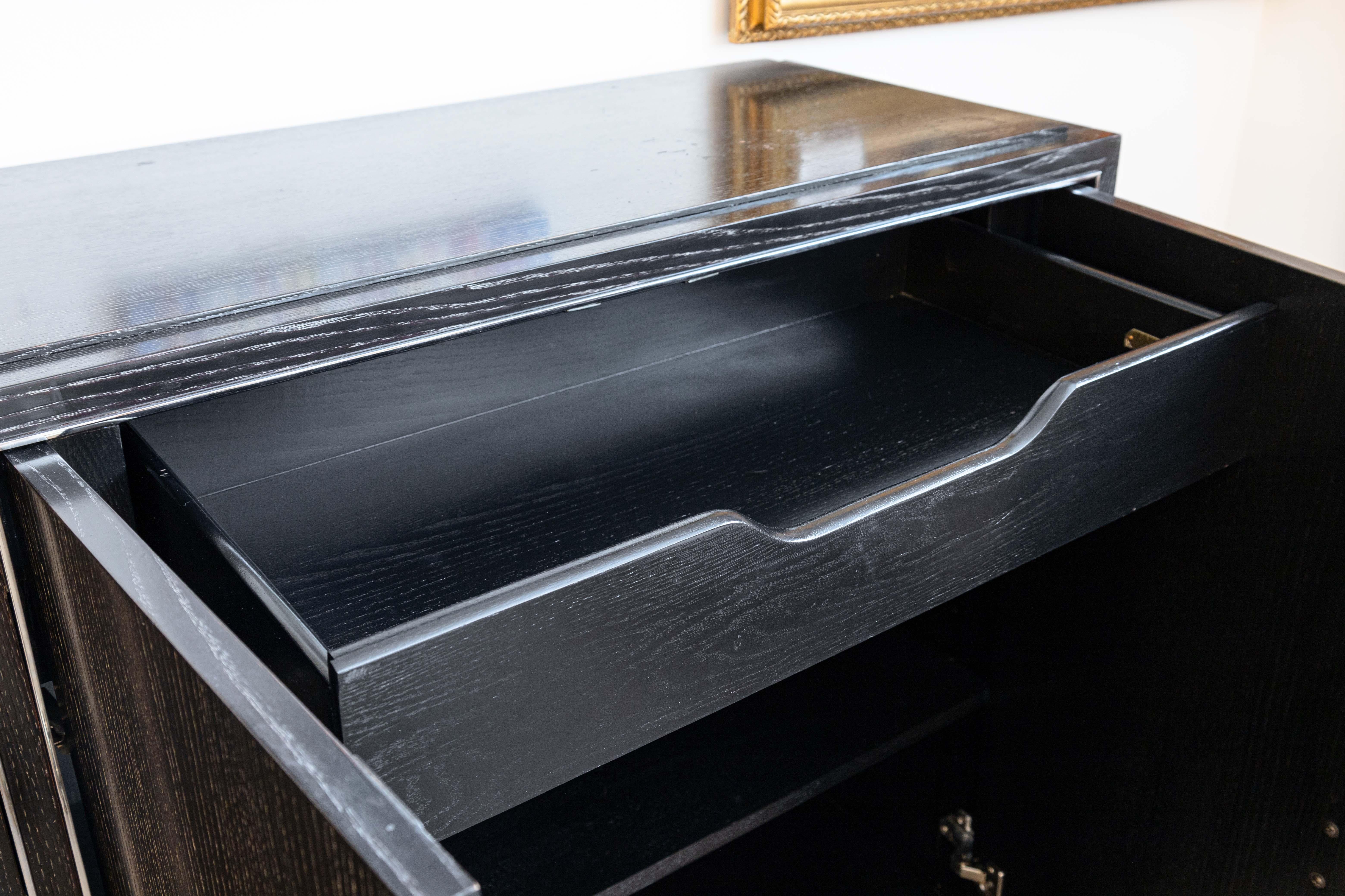 Ralph Lauren Contemporary Modern Ebonized Black Oak Buffet Sideboard Cabinet For Sale 1