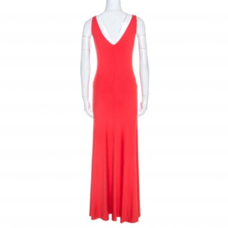 Rose Ralph Lauren - Robe longue Jenny sans manches en jersey rose corail M en vente