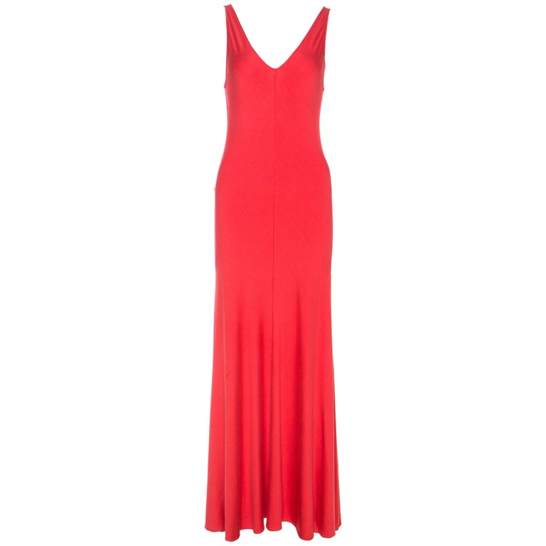 Ralph Lauren Coral Pink Jersey Sleeveless Jenny Maxi Dress M For Sale at  1stDibs