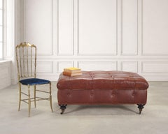 Ralph Lauren Country English Leather Writer's Ottoman 4 Ft