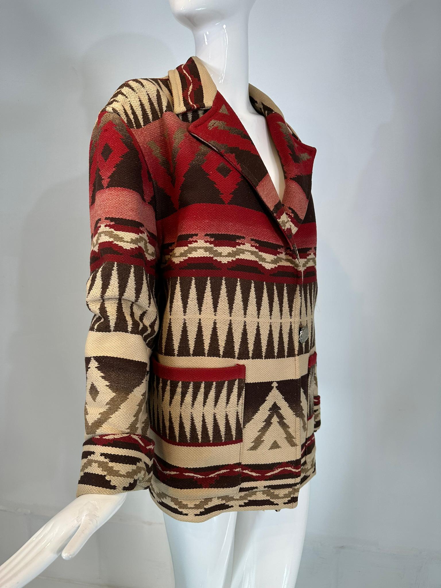 Brown Ralph Lauren Country Santa Fe Prairie Gypsy Indian Blanket Jacket 1981 Medium