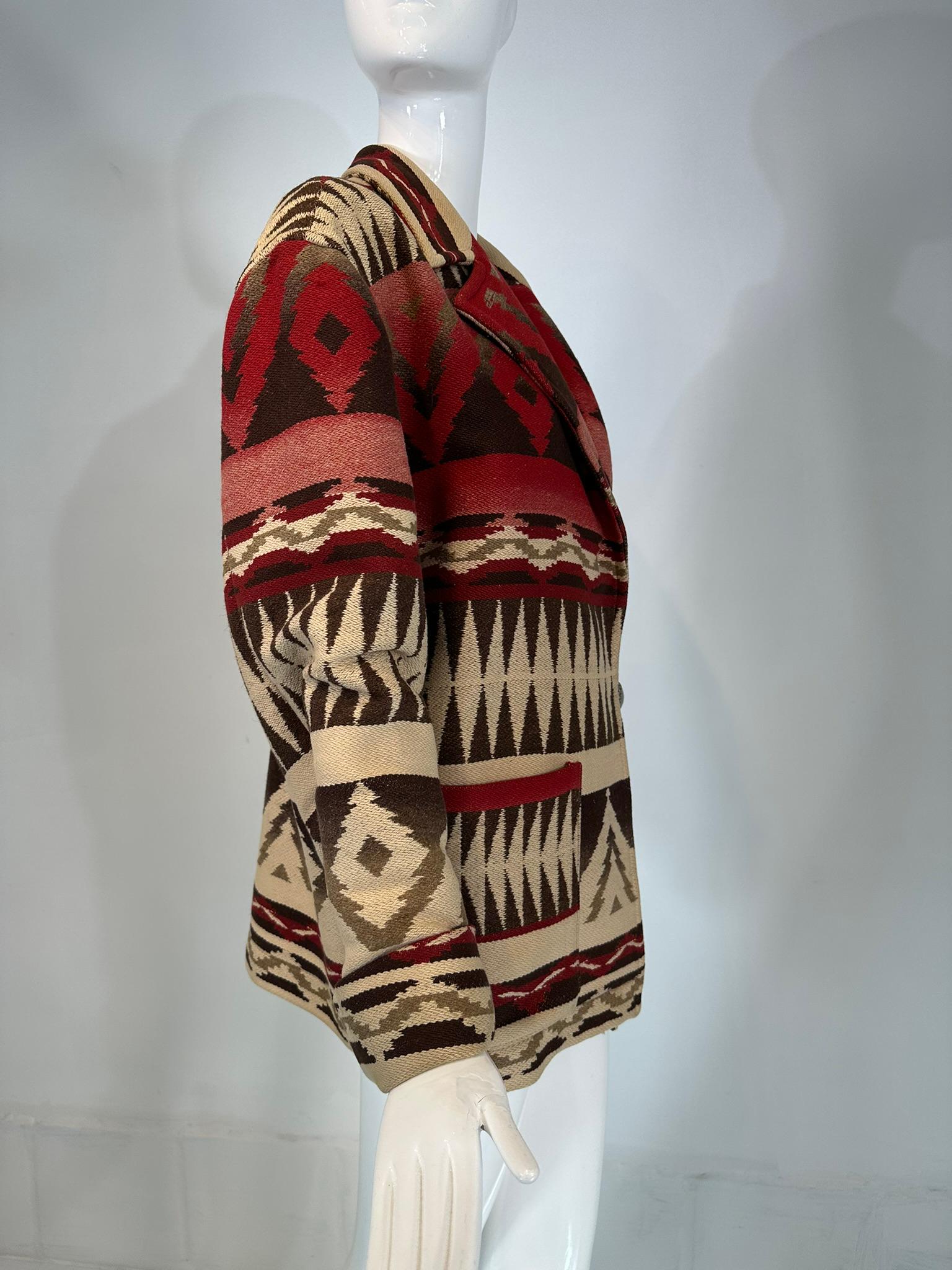 Women's Ralph Lauren Country Santa Fe Prairie Gypsy Indian Blanket Jacket 1981 Medium
