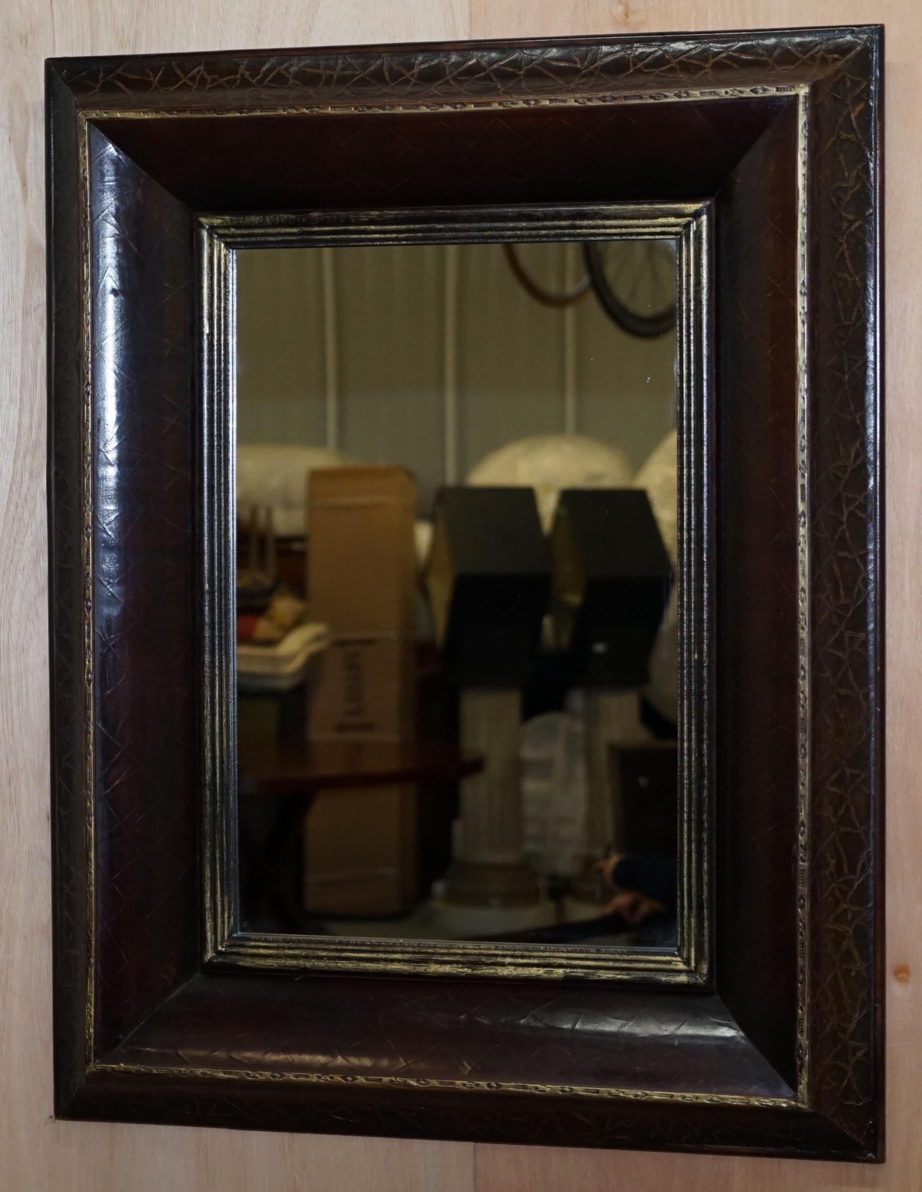 brown leather mirror
