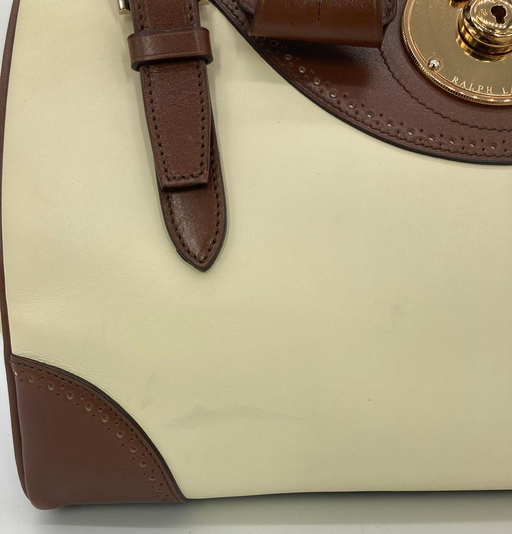 Ralph Lauren Cream and Brown Leather Rickey Bag For Sale 10