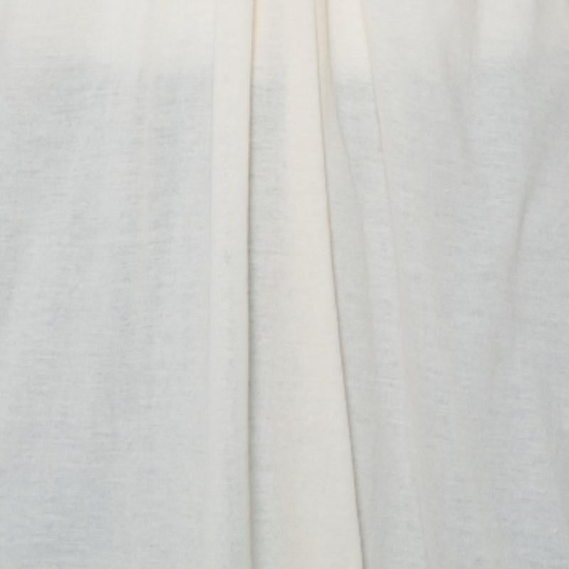 Women's Ralph Lauren Cream Cotton Long Sleeve Ruffled Tunic M For Sale