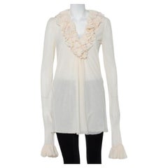 Ralph Lauren Cream Cotton Long Sleeve Ruffled Tunic M