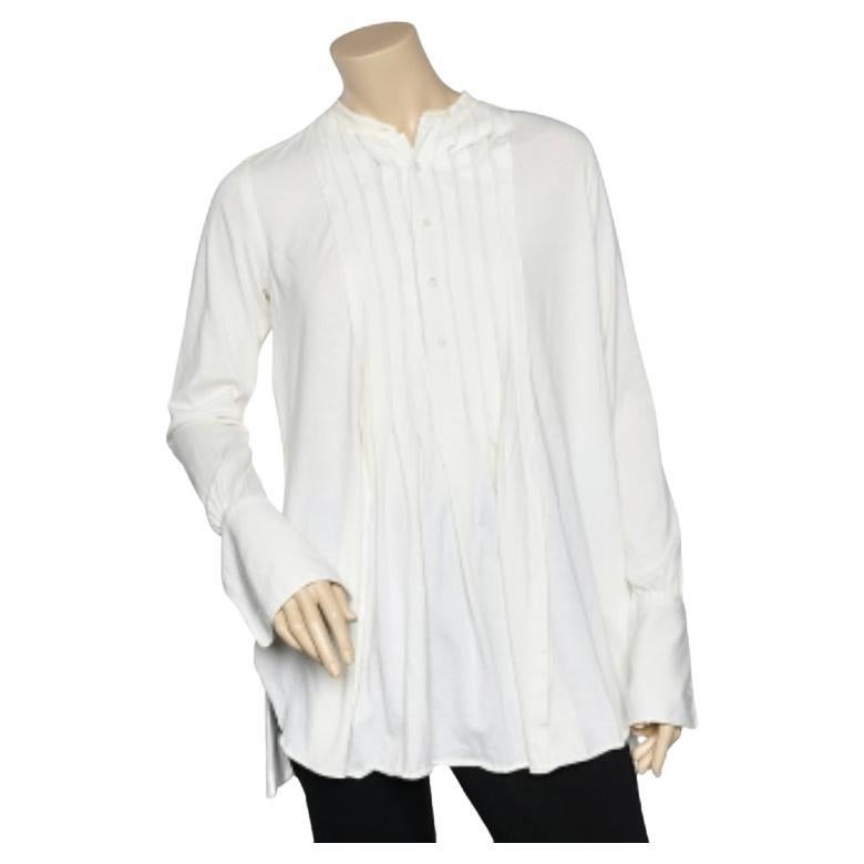 Ralph Lauren Cremefarbene Baumwoll-Tunika-Bluse M