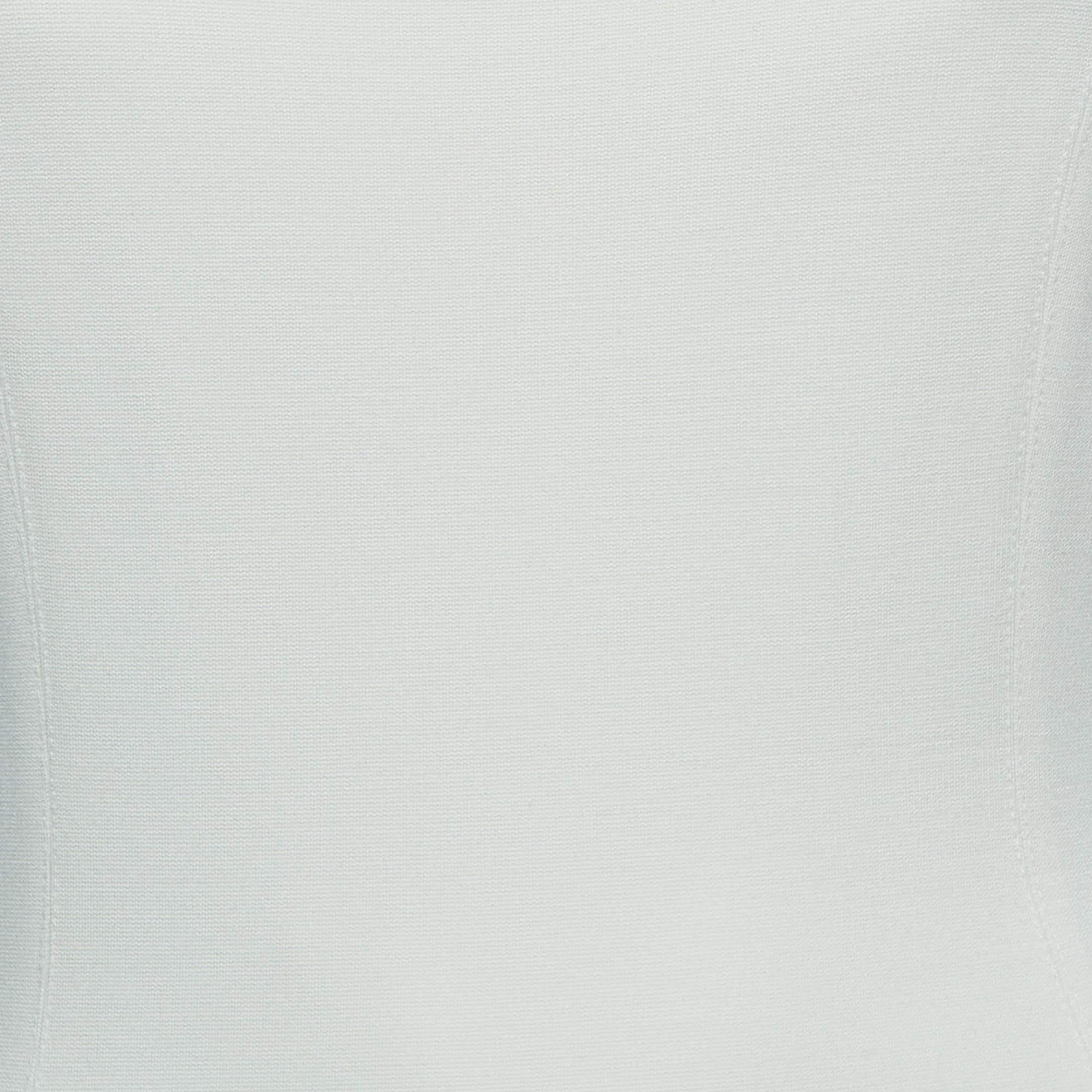 Gray Ralph Lauren Cream Double Knit Leather T-Back Davyn Midi Dress S