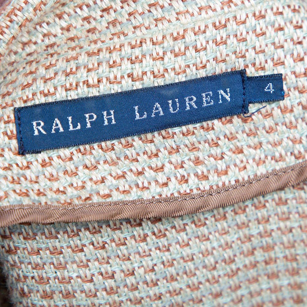 Beige Ralph Lauren Cream Linen & Wool Textured Blazer S For Sale