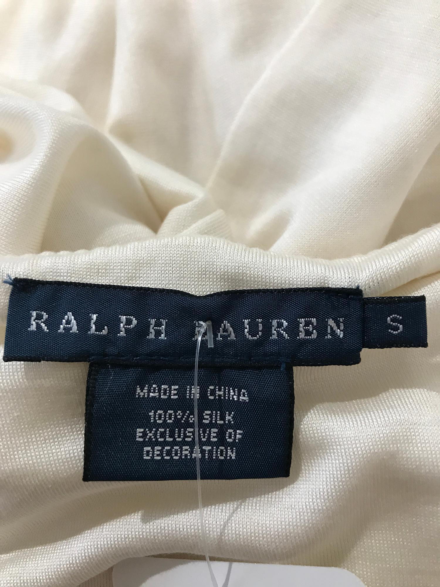 Ralph Lauren Cream Silk Leather Harness Strap & Buckle Halter Dress/Top 5