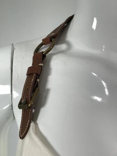 Ralph Lauren Cream Silk Leather Harness Strap & Buckle Halter Dress/Top